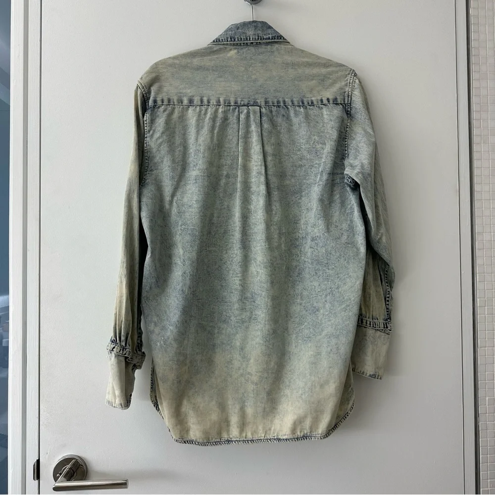 Proenza Schouler Distressed Denim Shirt with Detachable Sleeve Cuffs - Picture 6 of 8